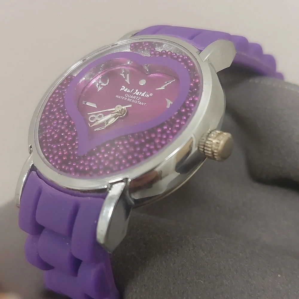 Paul Jardin Purple Stainless Steel Water Resistant Analog Silicone Watch